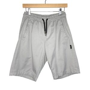 Alpha Mens Elastic Waist Drawstring 9” Shorts Size Medium Gray Pockets